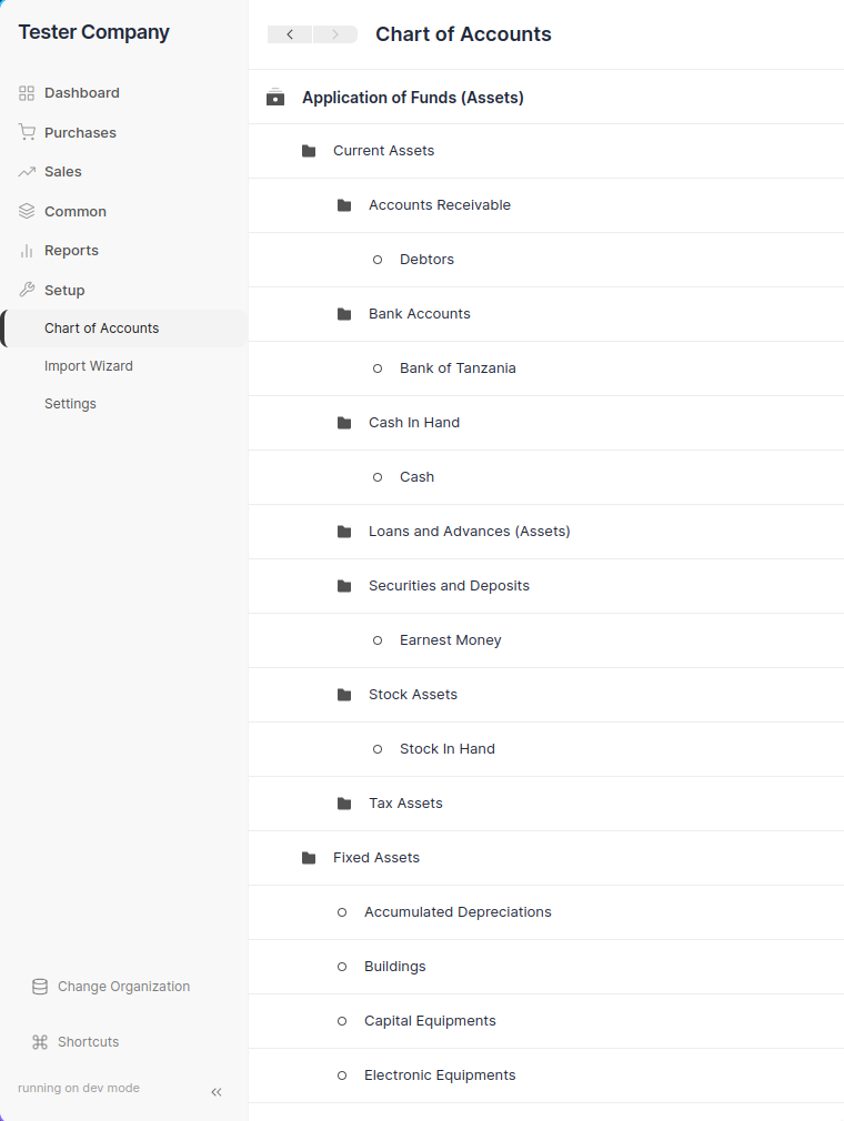 Chart of Accounts