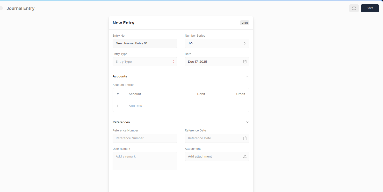 Journal Entry Form
