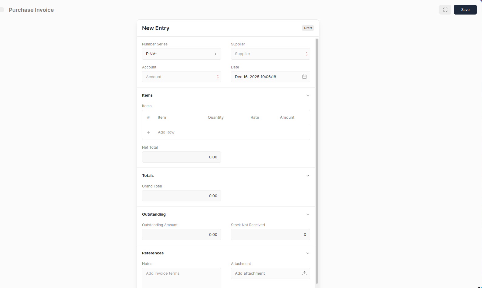 Purchase Invoice Form