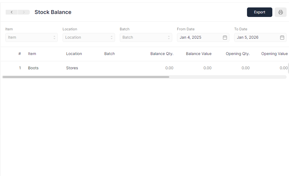 Stock Balance